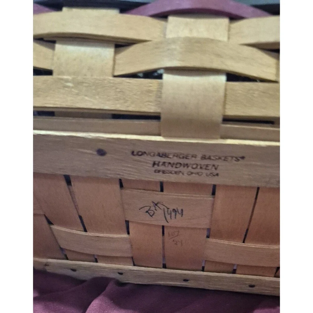 Vintage 1996 Longaberger Father's Day Address Basket Combo Lid Liner EUC